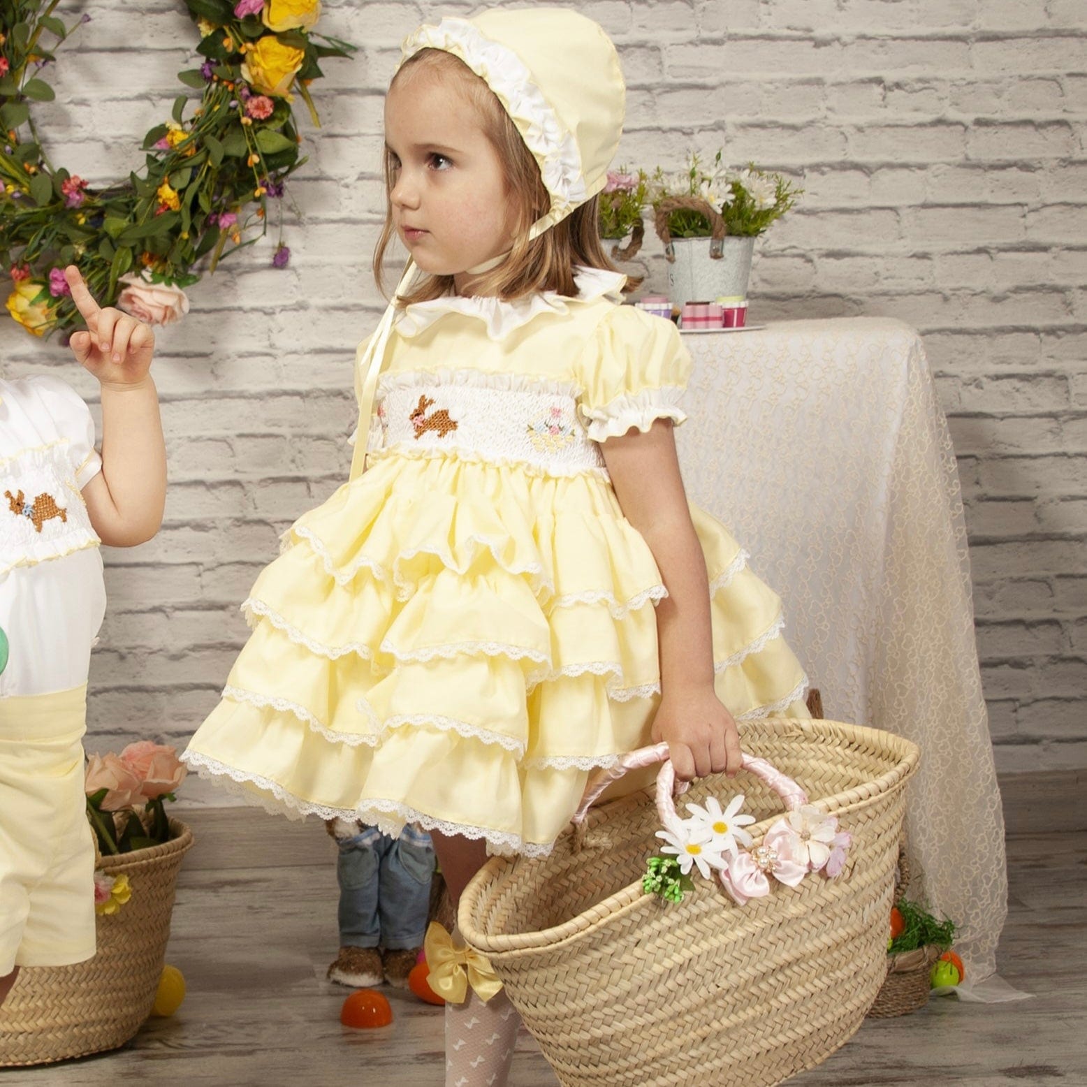 SONATA - Rabbit Smock Puffball Dress - Yellow