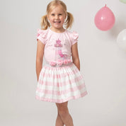 CARAMELO KIDS - Diamanté Light House Striped Skirt Set - Pink