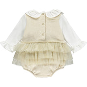 LITTLE A - Frill Sweat Romper - Gold