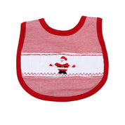 MAGNOLIA BABY - Rudolph & Santa Smocked Bib - Red
