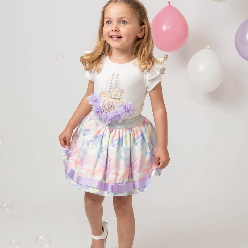 CARAMELO KIDS - Diamanté Carousel Skirt Set - Lilac