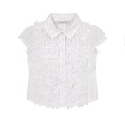 BALLOON CHIC - Ruffle Blouse & Check Skirt Set - Yellow