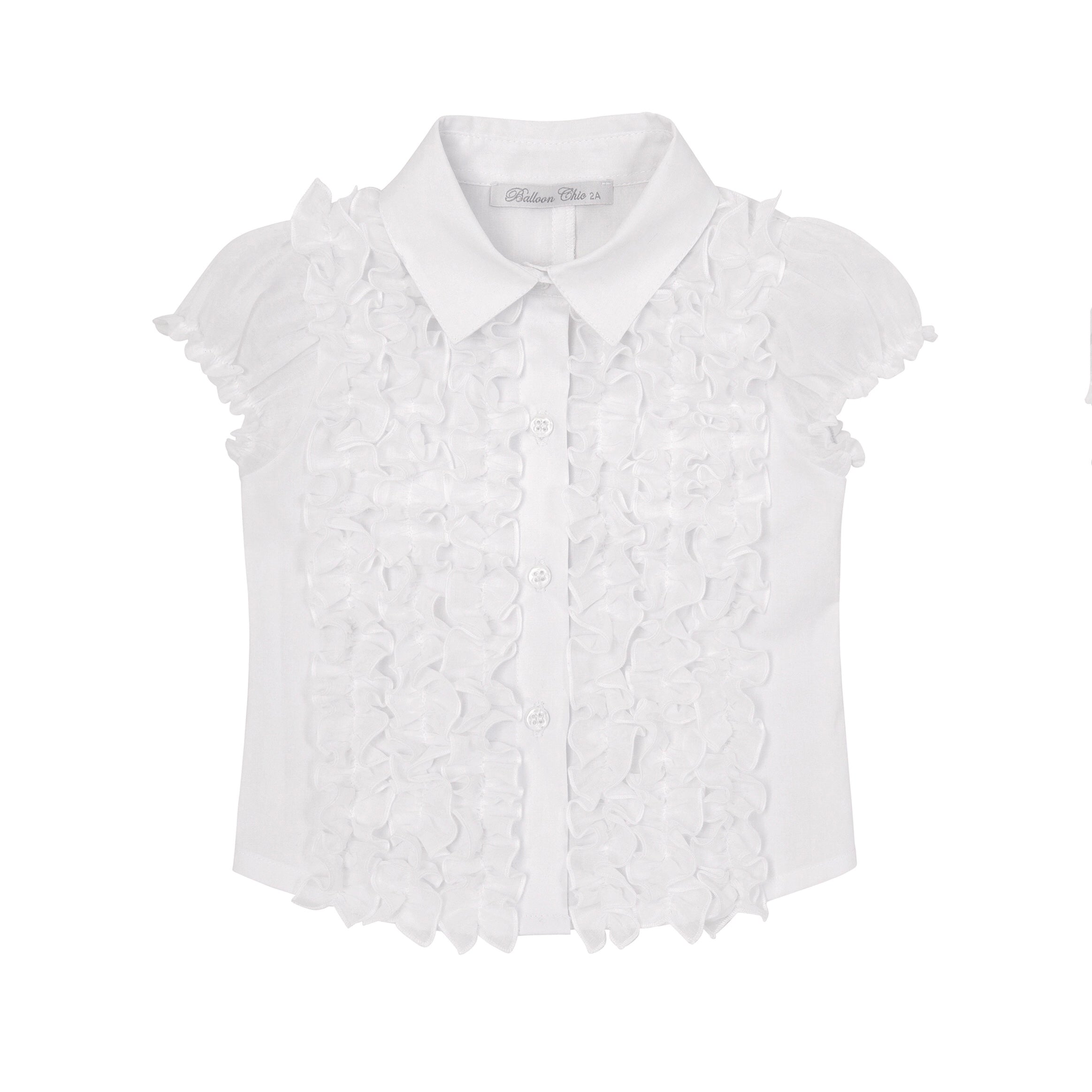 BALLOON CHIC - Ruffle Blouse & Check Skirt Set - Yellow