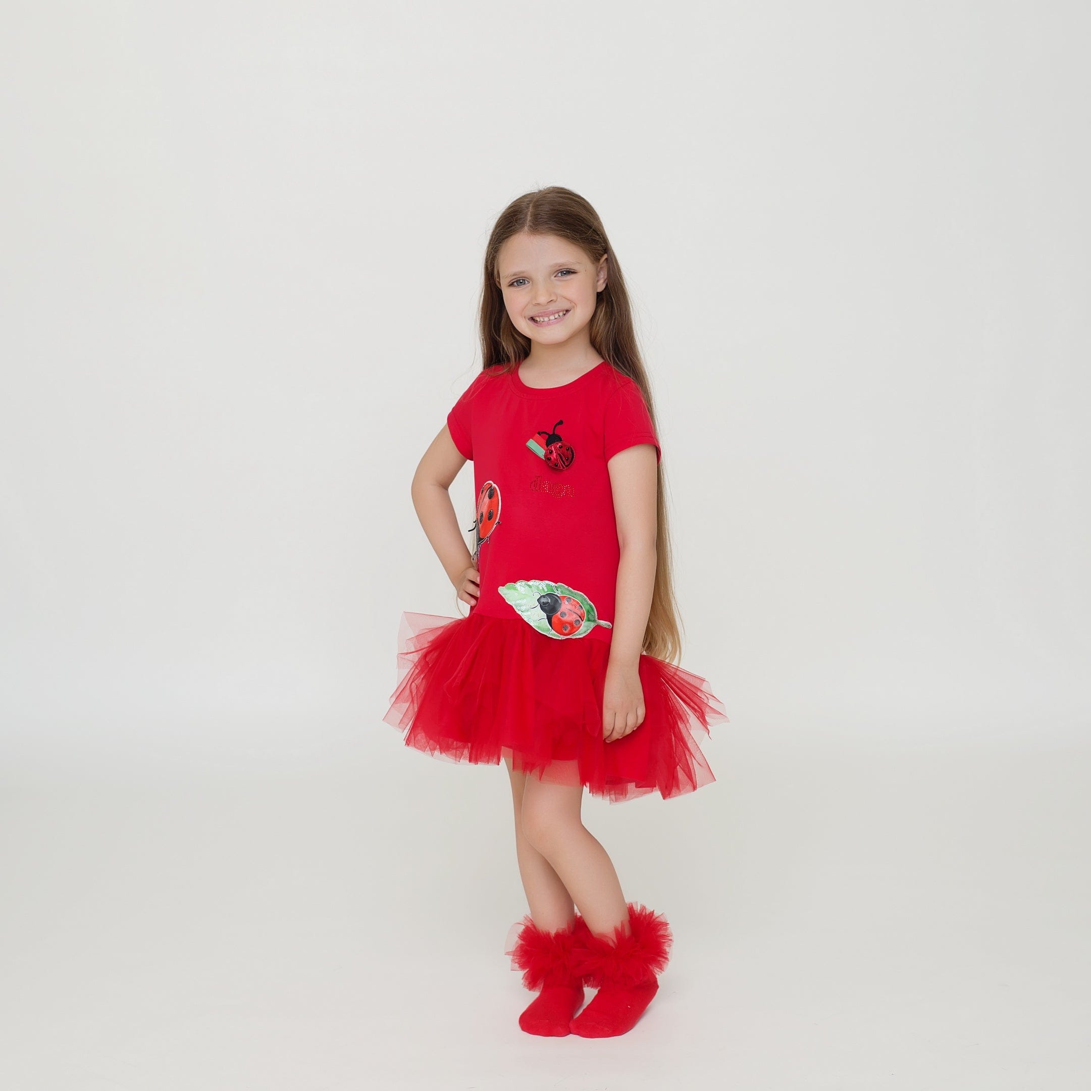 Daga - Crazy Ladybirds T-Shirt Dress - Red