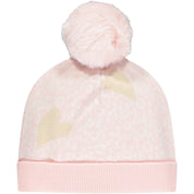 A DEE - Primrose Leopard Pompom Hat - Pale Pink