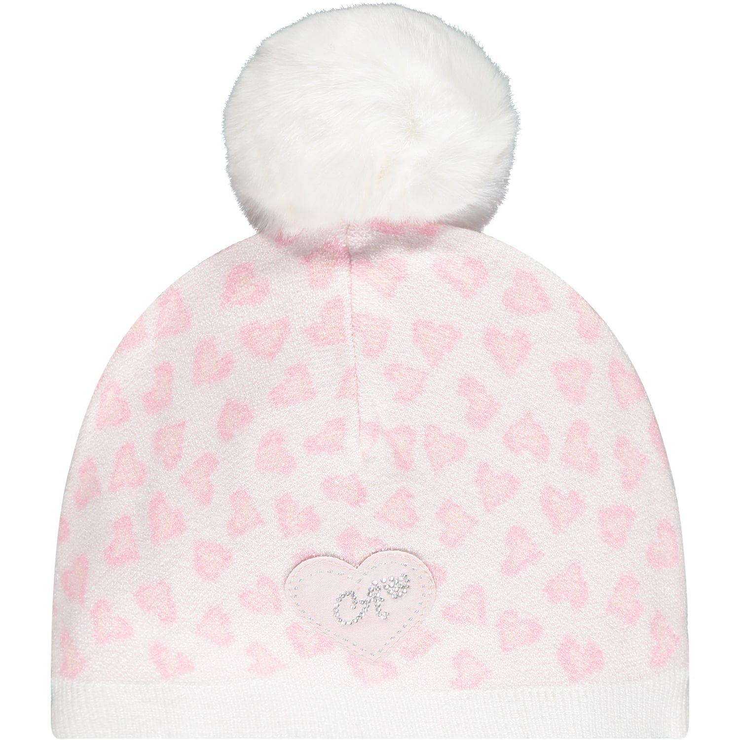 LITTLE A - Ellis Leopard Double Pom Pom Hat - White