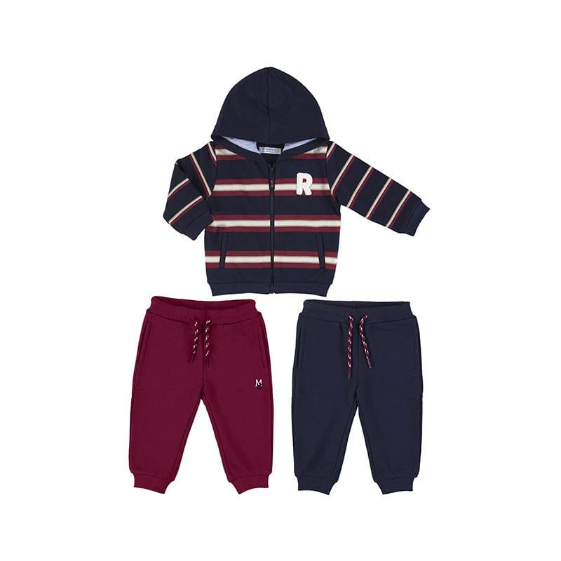 MAYORAL - Mixed Stripe Tracksuit - Bordeaux