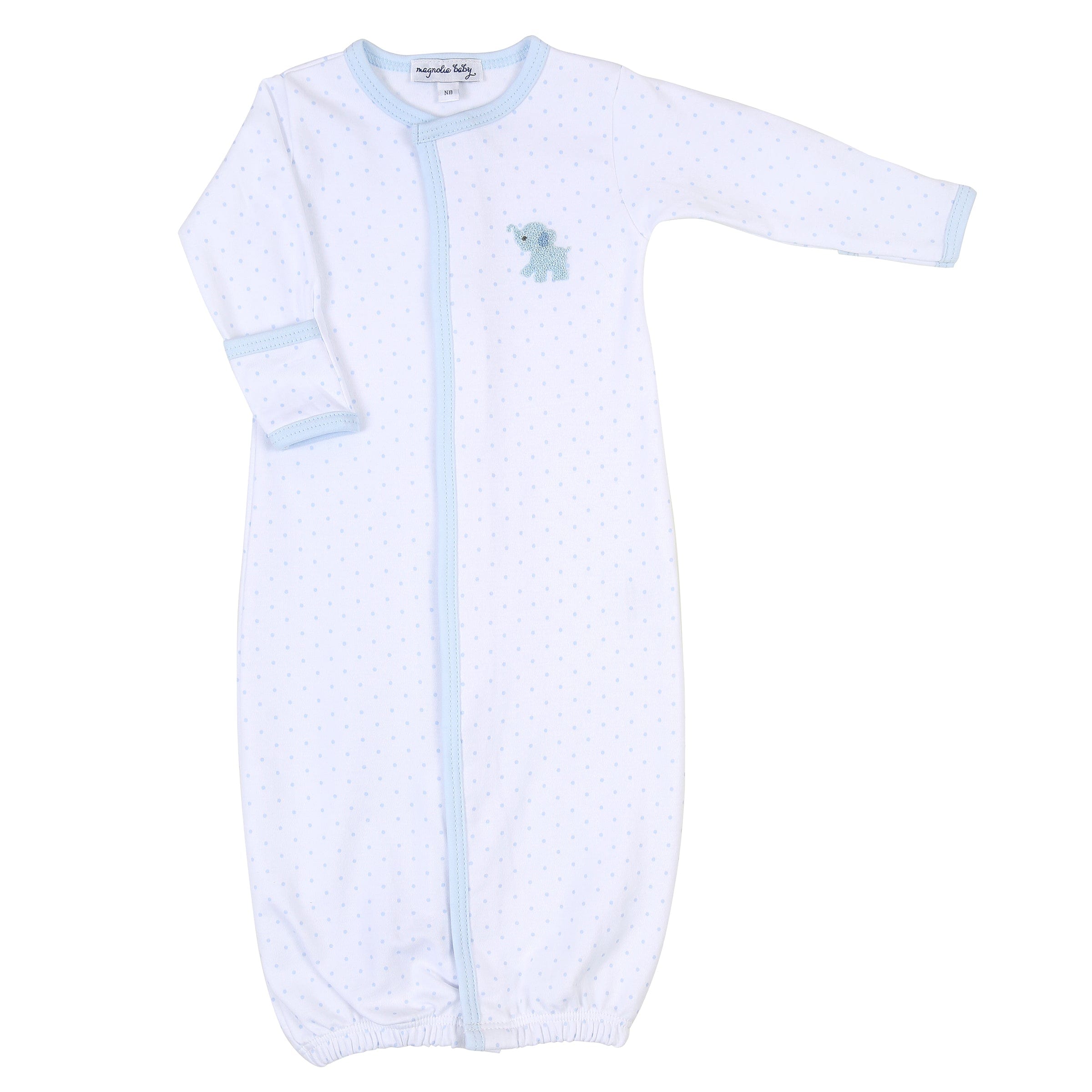 MAGNOLIA BABY - Tiny Elephant Gathered Gown - Blue