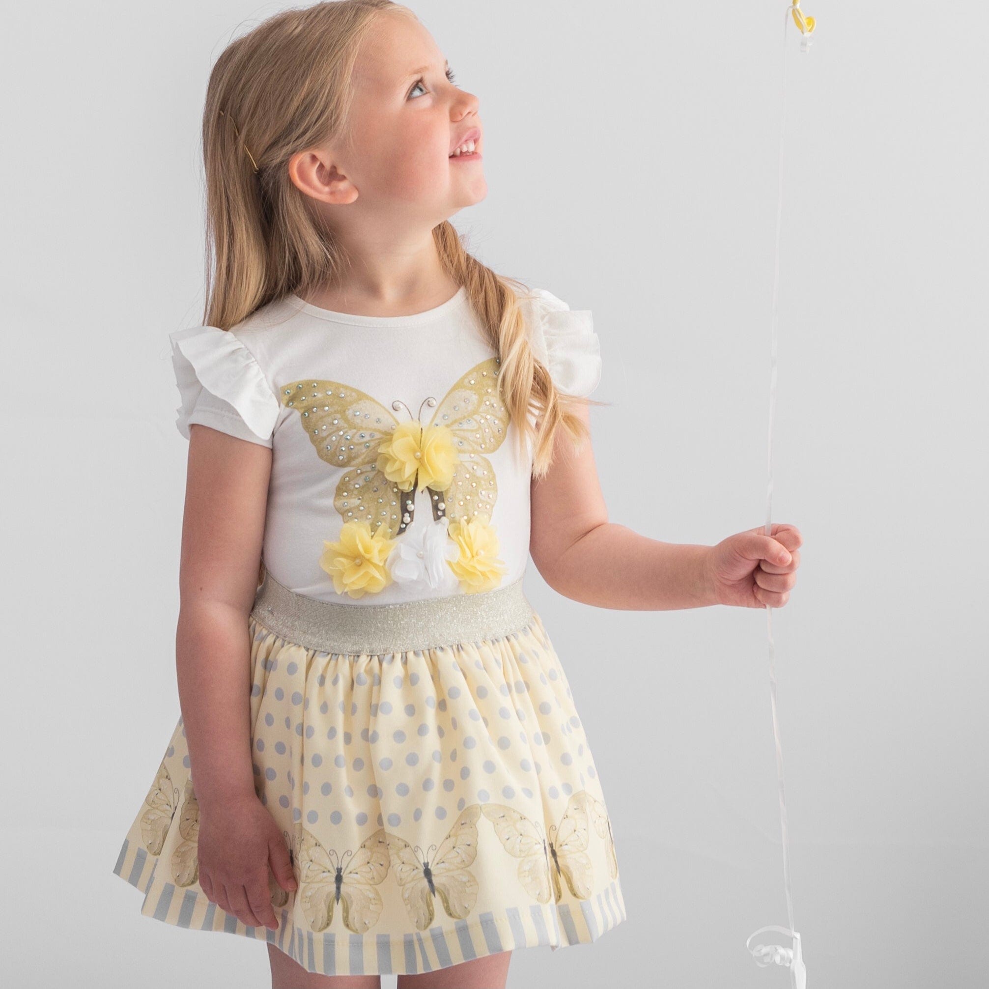 CARAMELO KIDS - Butterfly Skirt Set - Lemon