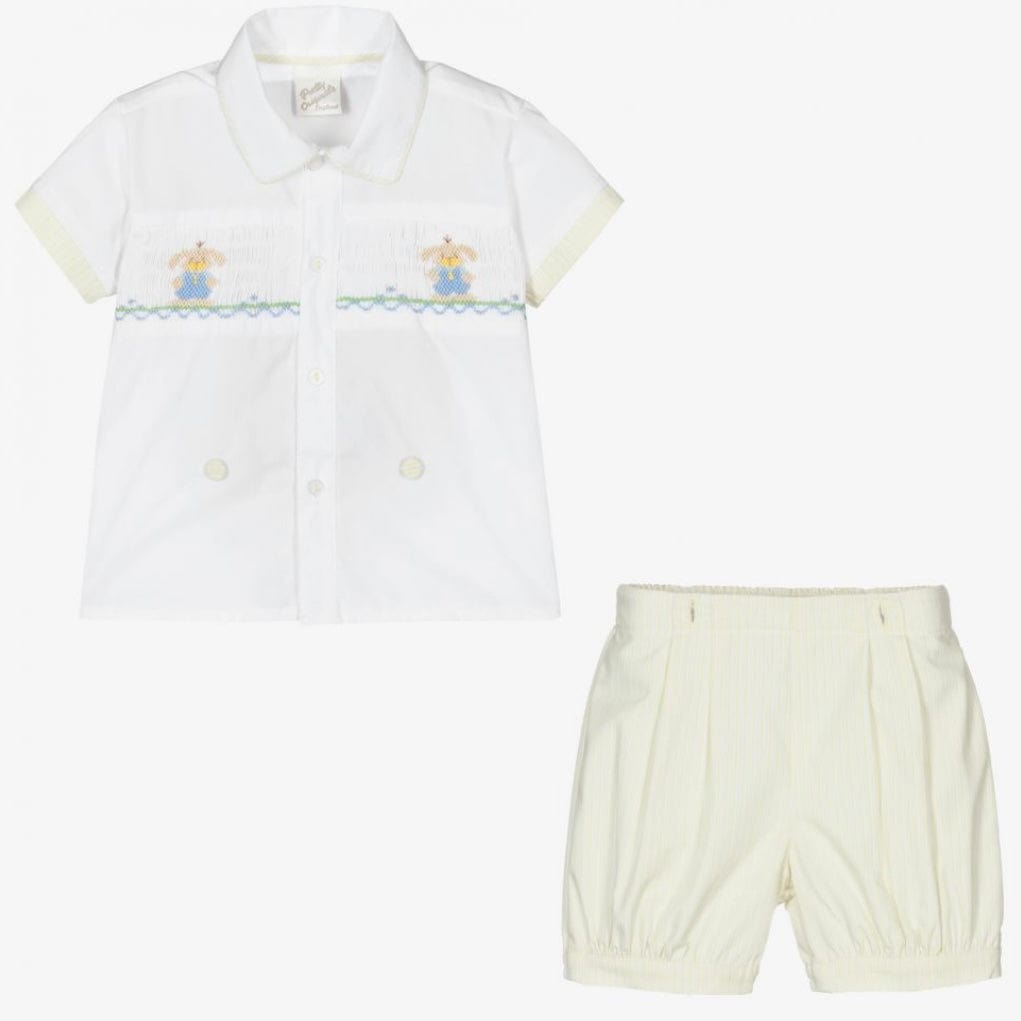 PRETTY ORIGINALS - Easter Smock Stripe Short Set - Yellow