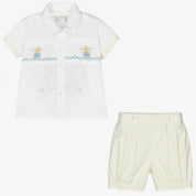 PRETTY ORIGINALS - Easter Smock Stripe Short Set - Yellow