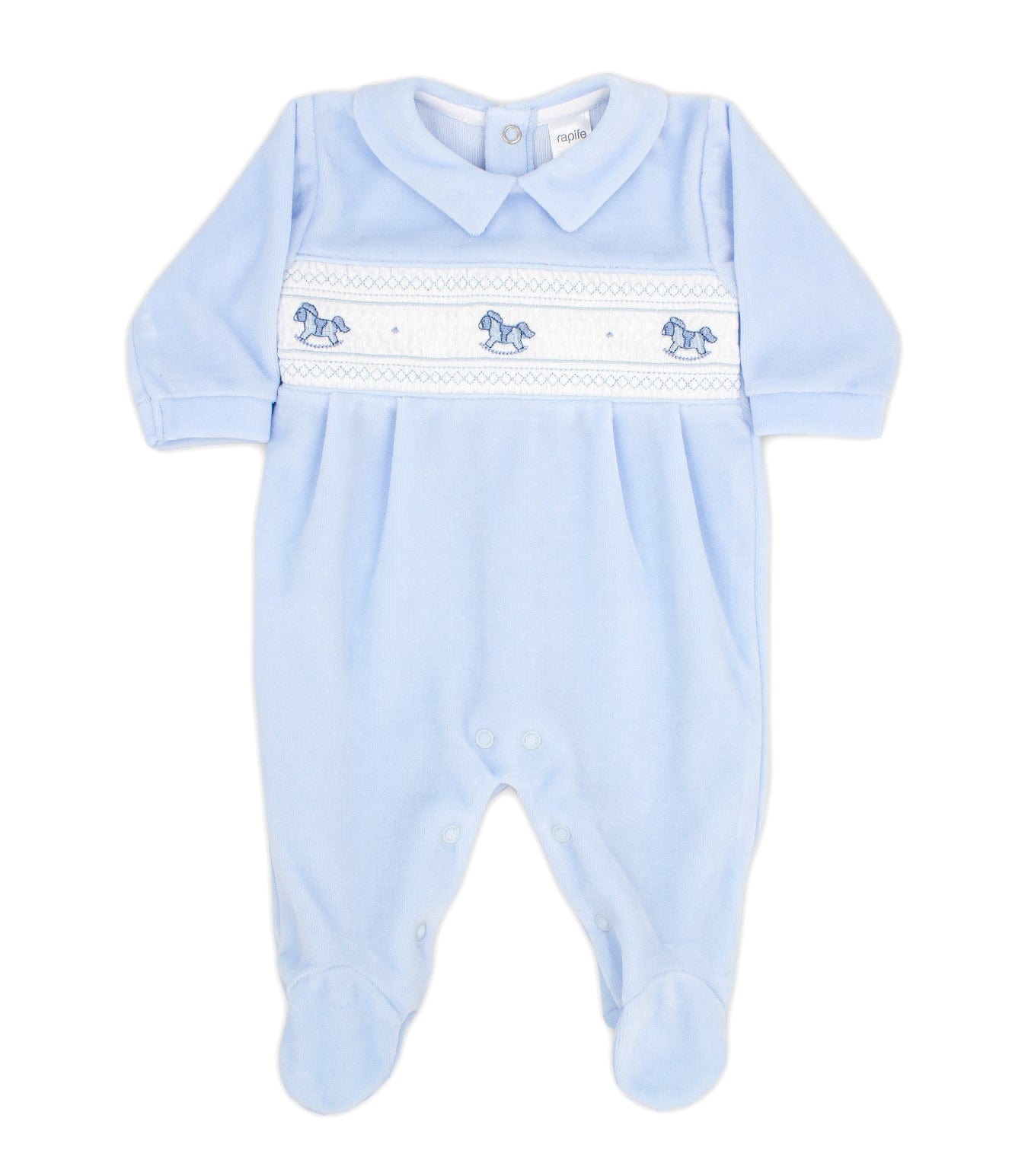 Rapife - Velour Rocking Horse Babygrow - Blue