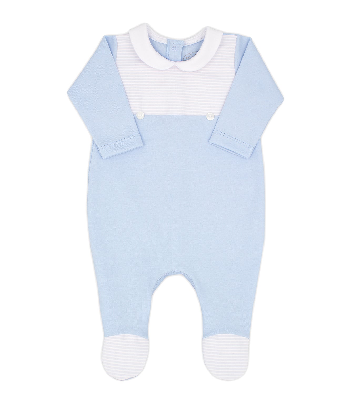 Rapife - Bib Panelled Peter Pan Collar Babygrow - Blue