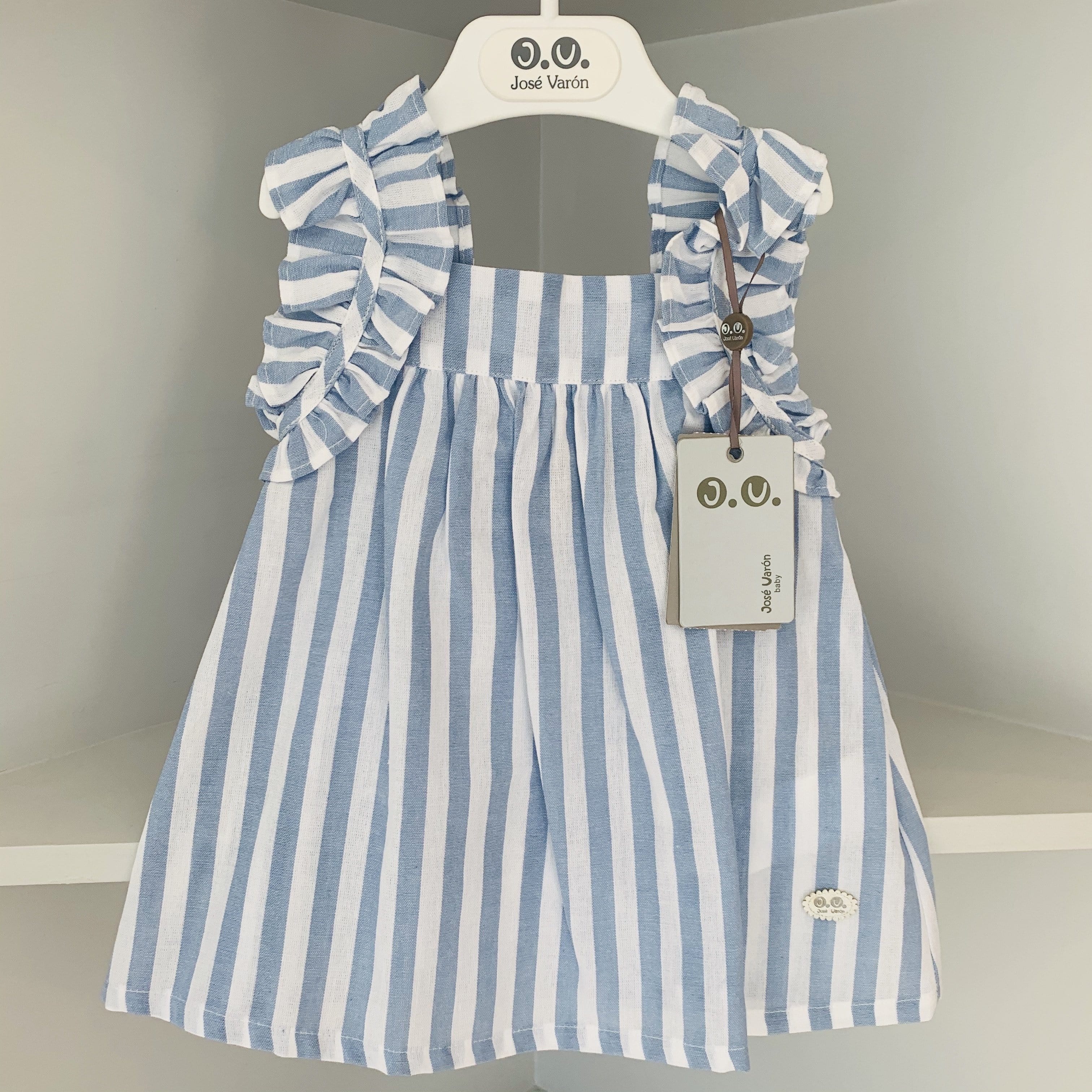 JOSE VARON BLUE CANDY STRIPE SUN DRESS