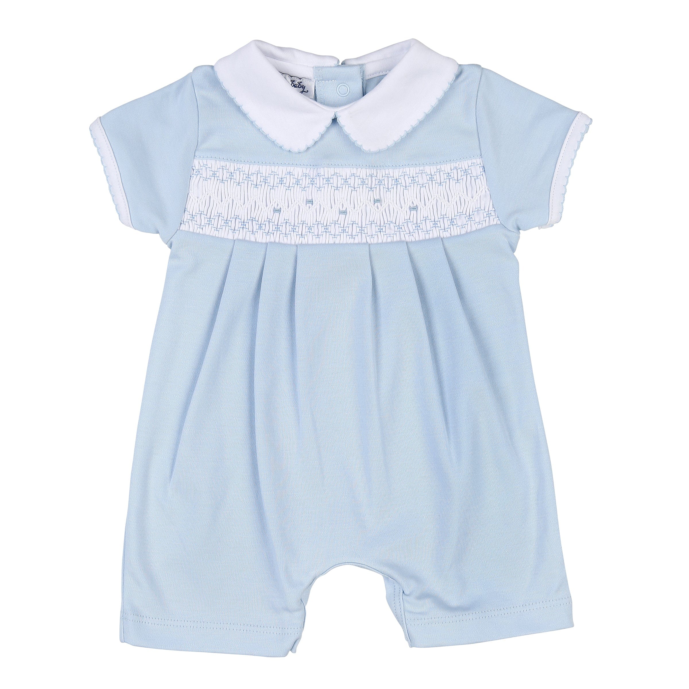 MAGNOLIA BABY - Sam Smocked Romper - Blue
