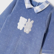 MAYORAL - Bear & Bunny Velour Onesie - Blue