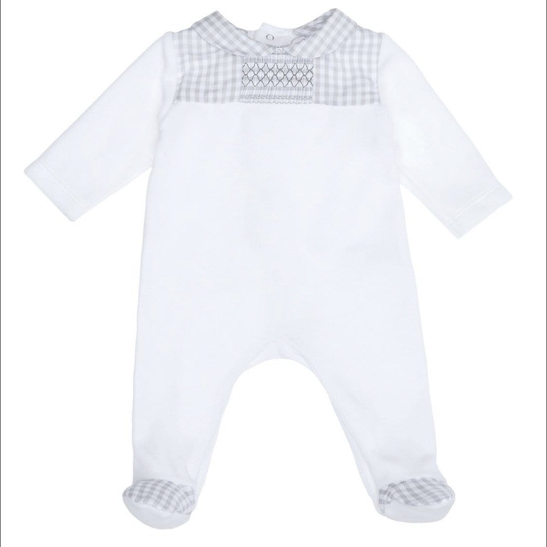 LARANJINA UNISEX SMOCKED VELOUR BABYGROW