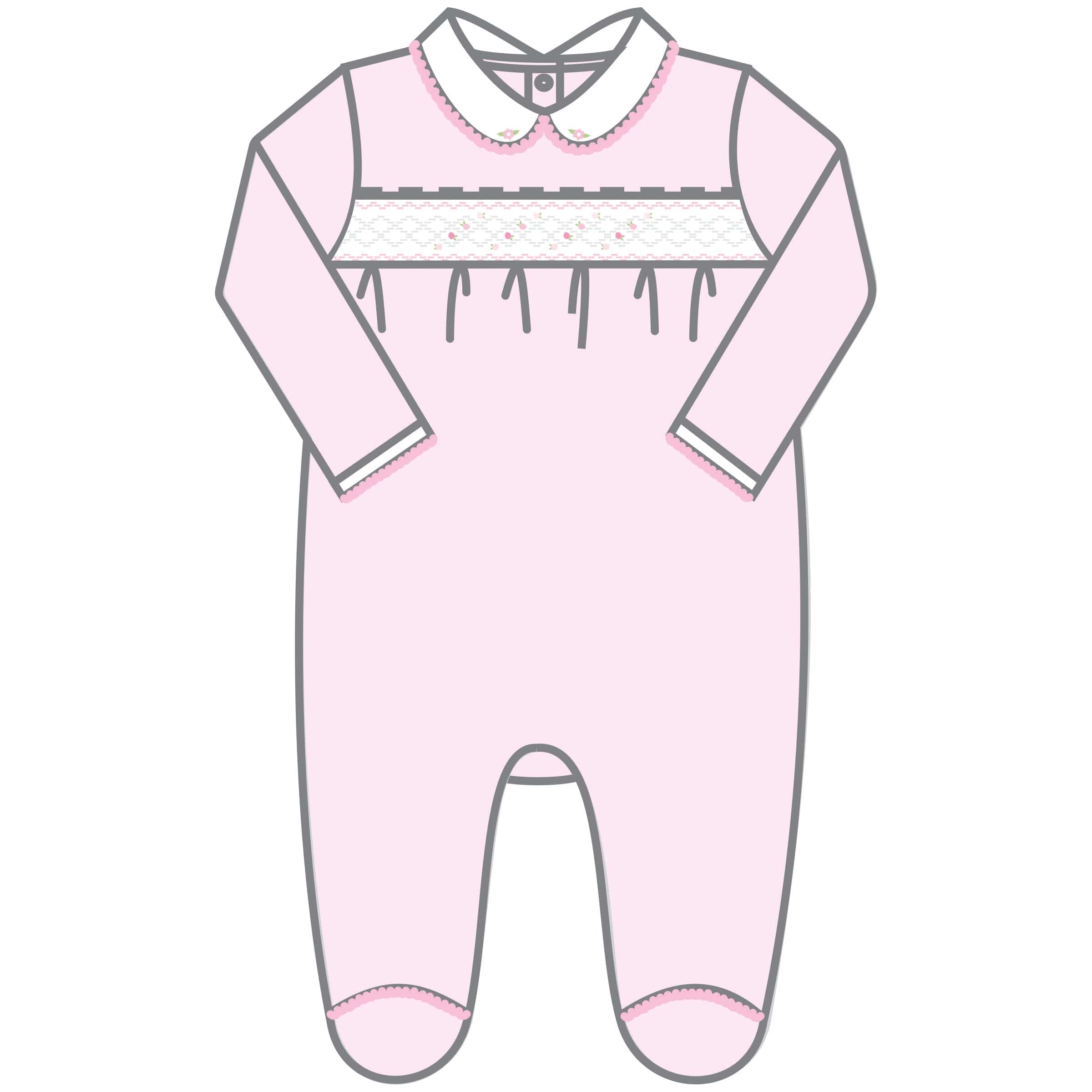 MAGNOLIA BABY - Sophie Smocked  Babygrow - Pink
