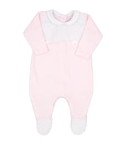 Rapife - Bib Panelled Peter Pan Collar Babygrow - Pink