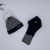 RAHIGO - Dog Tooth Hat & Scarf Set - Grey