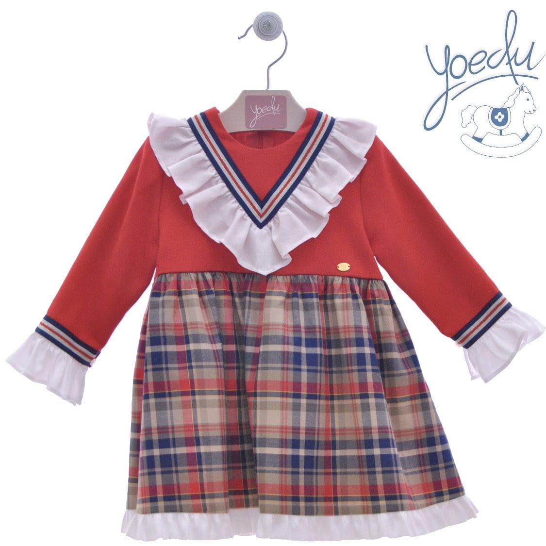 YOEDU - Large Check Dress - Red