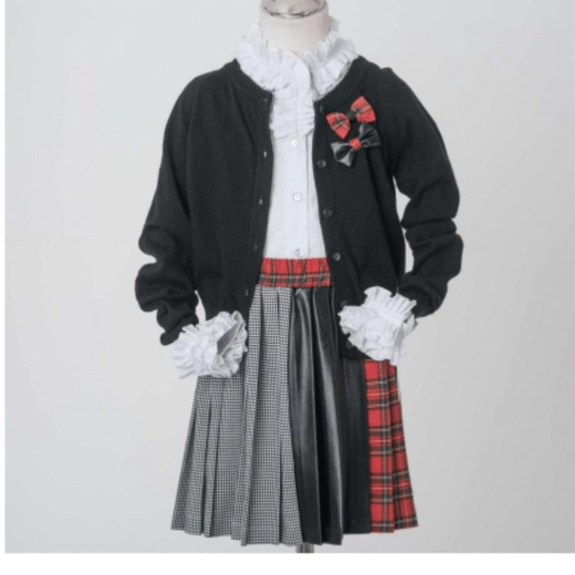 Daga - Tartan Three Piece Skirt Set - Black