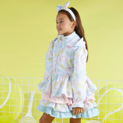 A DEE - Vienna Tennis Club Print Frill Jacket - White