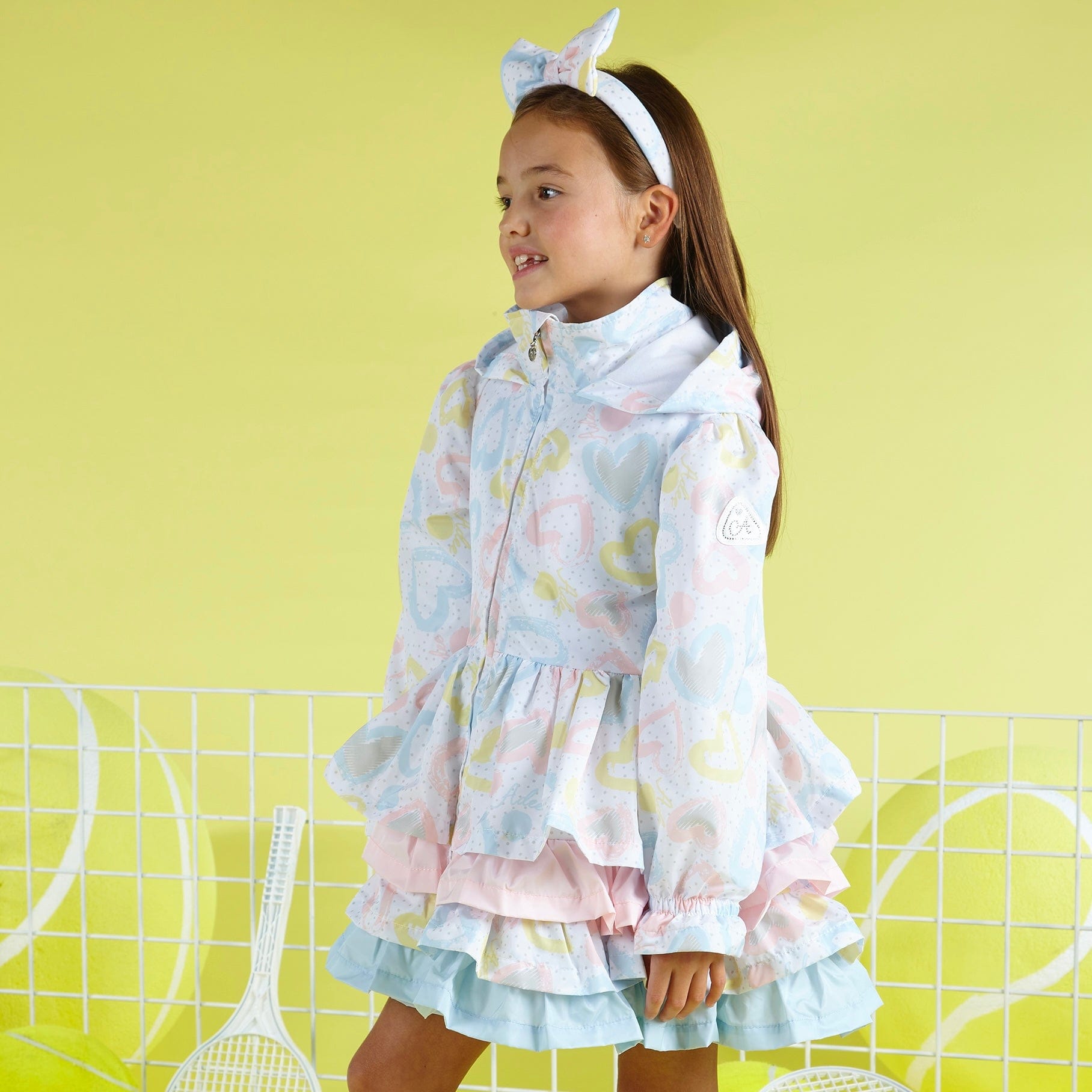 A DEE - Vienna Tennis Club Print Frill Jacket - White