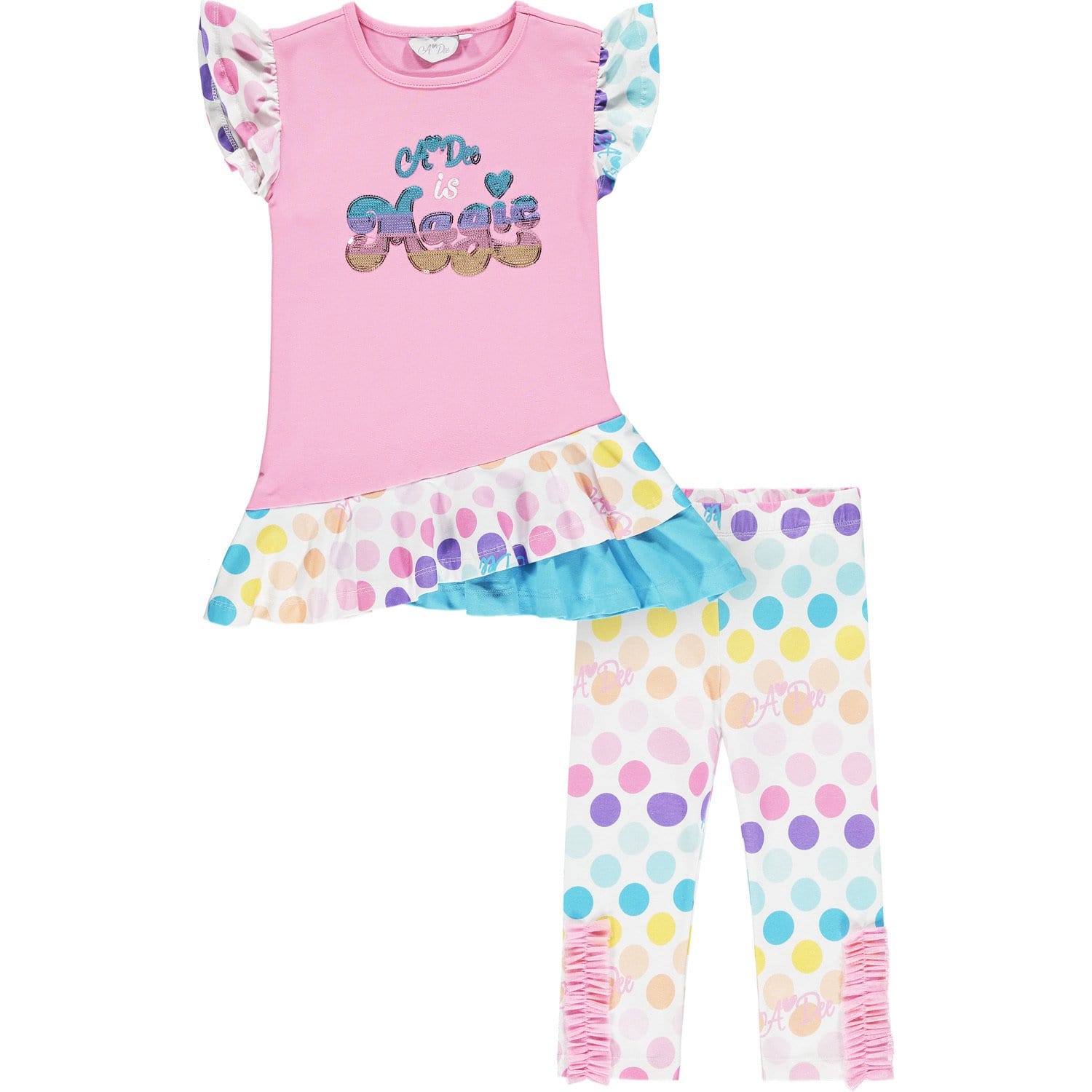 A DEE - Polka Dot Leggings Two Piece Set - Pink