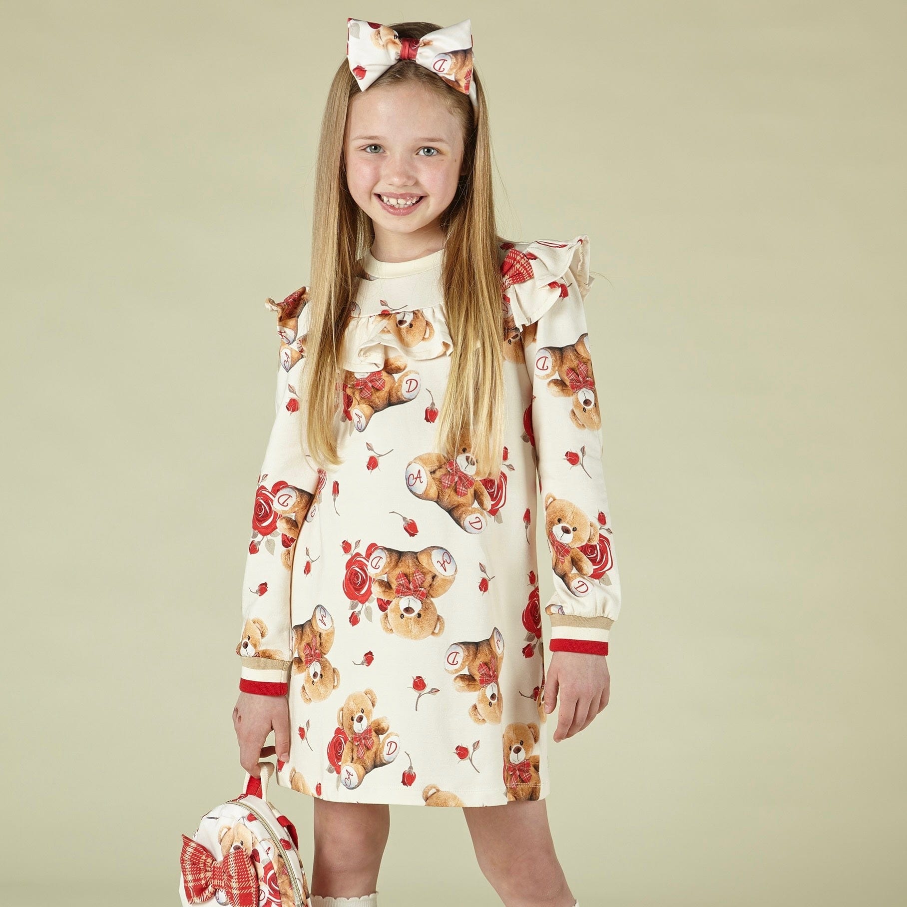 A DEE - Marianna Teddy Dress With Bow Detail - Cream