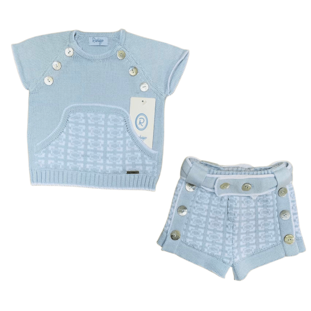 Rahigo - Boys Two Piece Pattern Short Set -  Blue