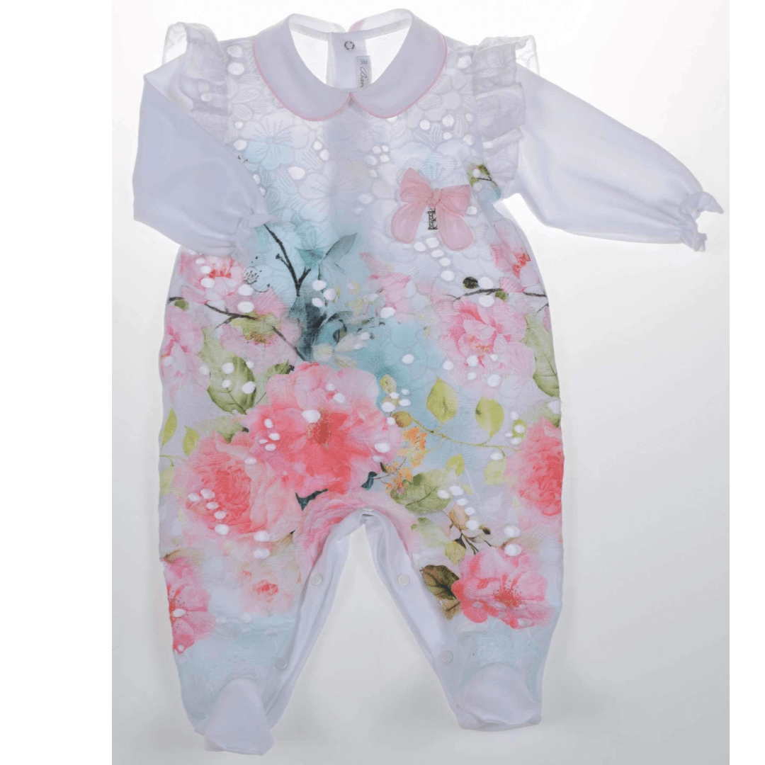 BARCELLINO - Floral Babygrow - White