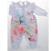 BARCELLINO - Floral Babygrow - White