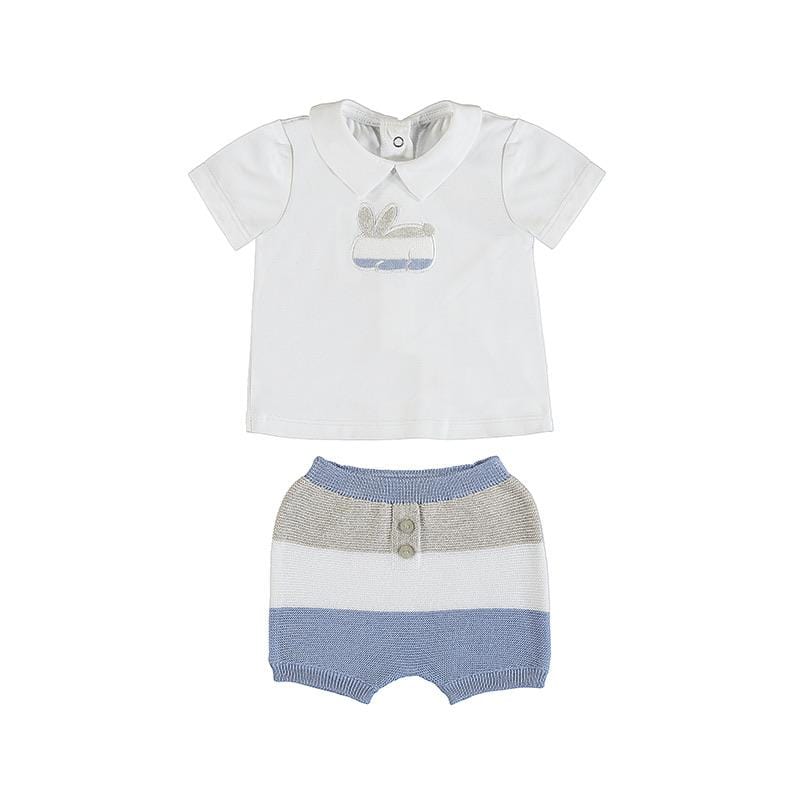 MAYORAL - Rabbit Short Set - White/Blue