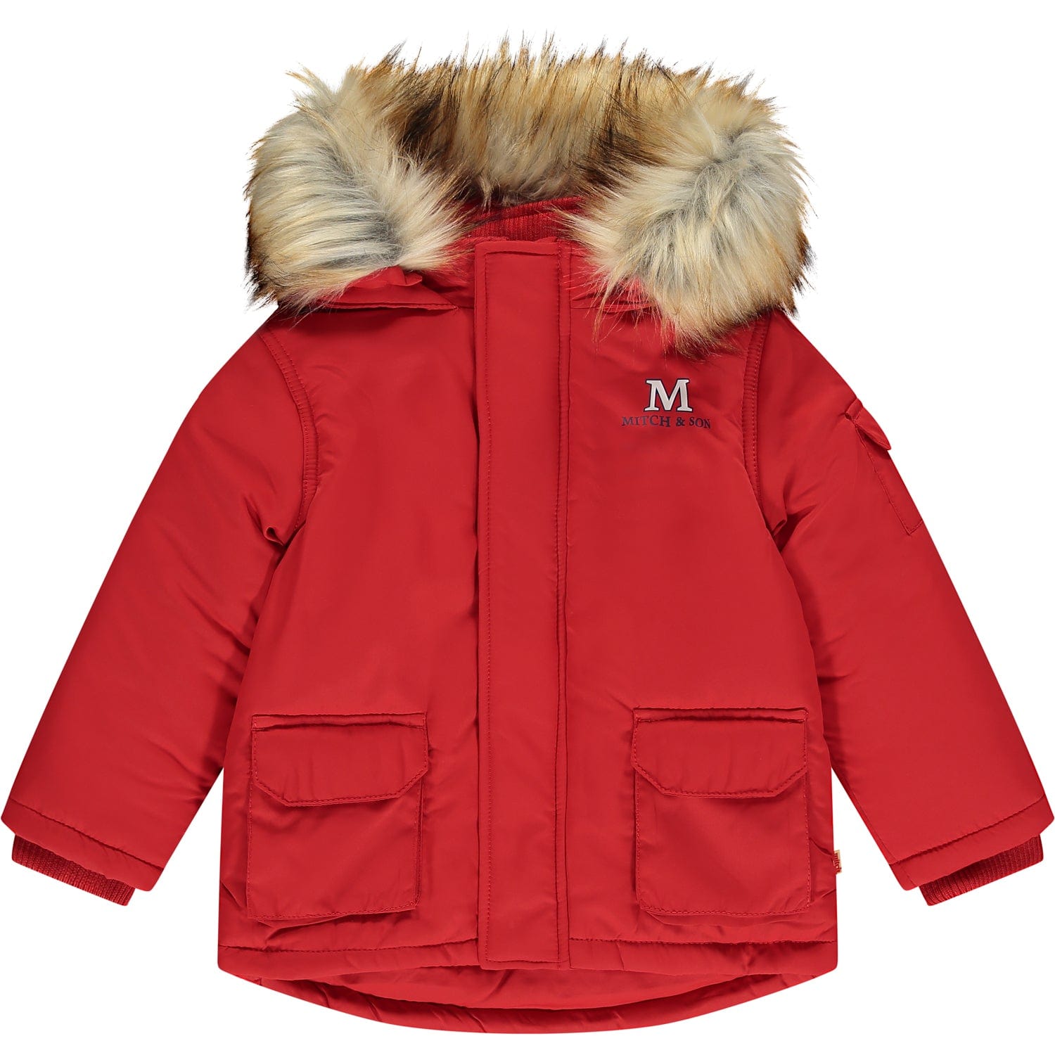 MITCH & SON - Findlay Faux fur Trim Jacket - Red