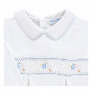 MINI-LA-MODA - Stalk Smocked Footsie - White