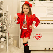 Daga - Waiting For Christmas Three Piece Short Set- Red