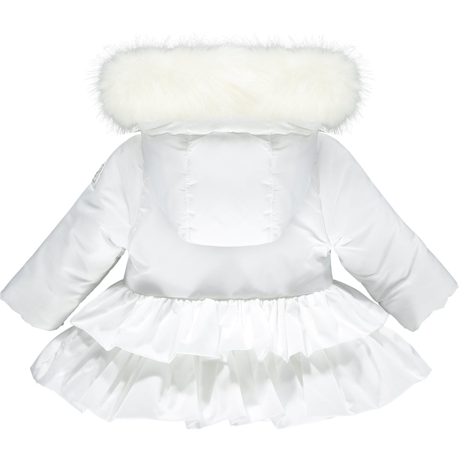 LITTLE A - Frill Faux Fur Trim Jacket - White