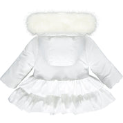 LITTLE A - Frill Faux Fur Trim Jacket - White