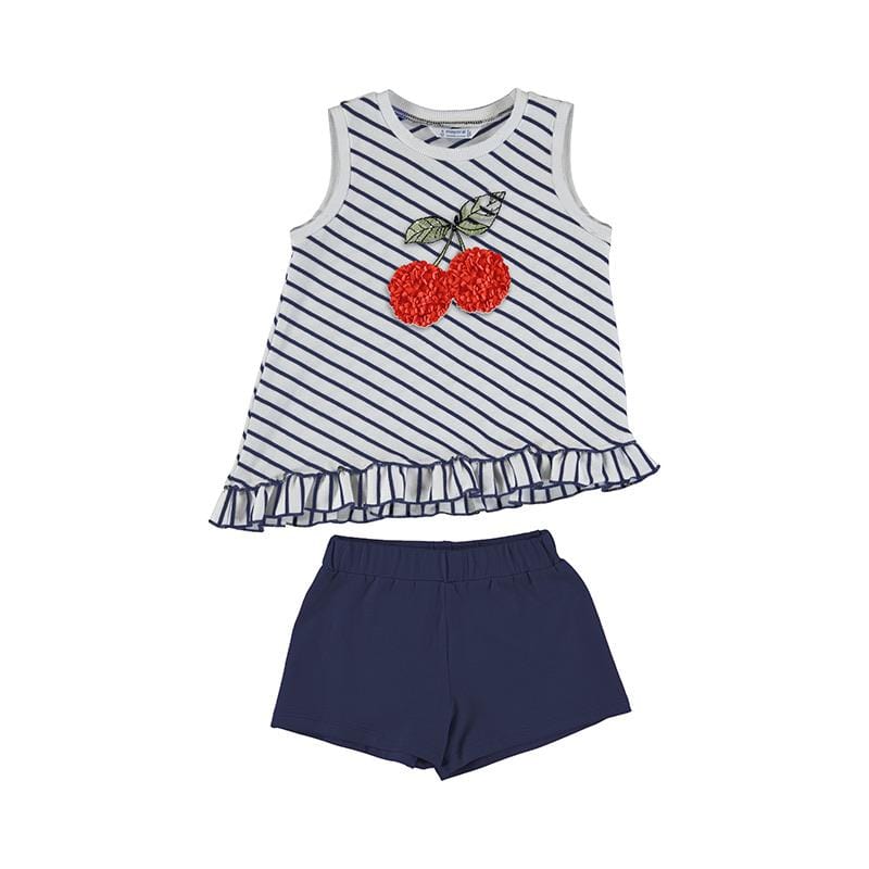 MAYORAL - Stripe Cherry Short Set - Navy