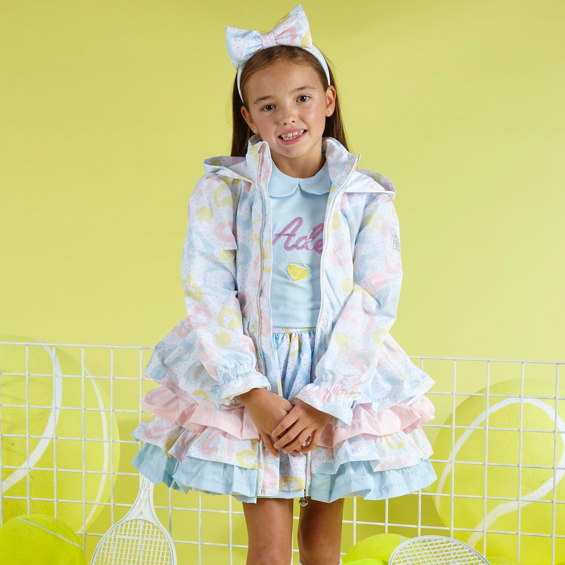 A DEE - Vienna Tennis Club Print Frill Jacket - White