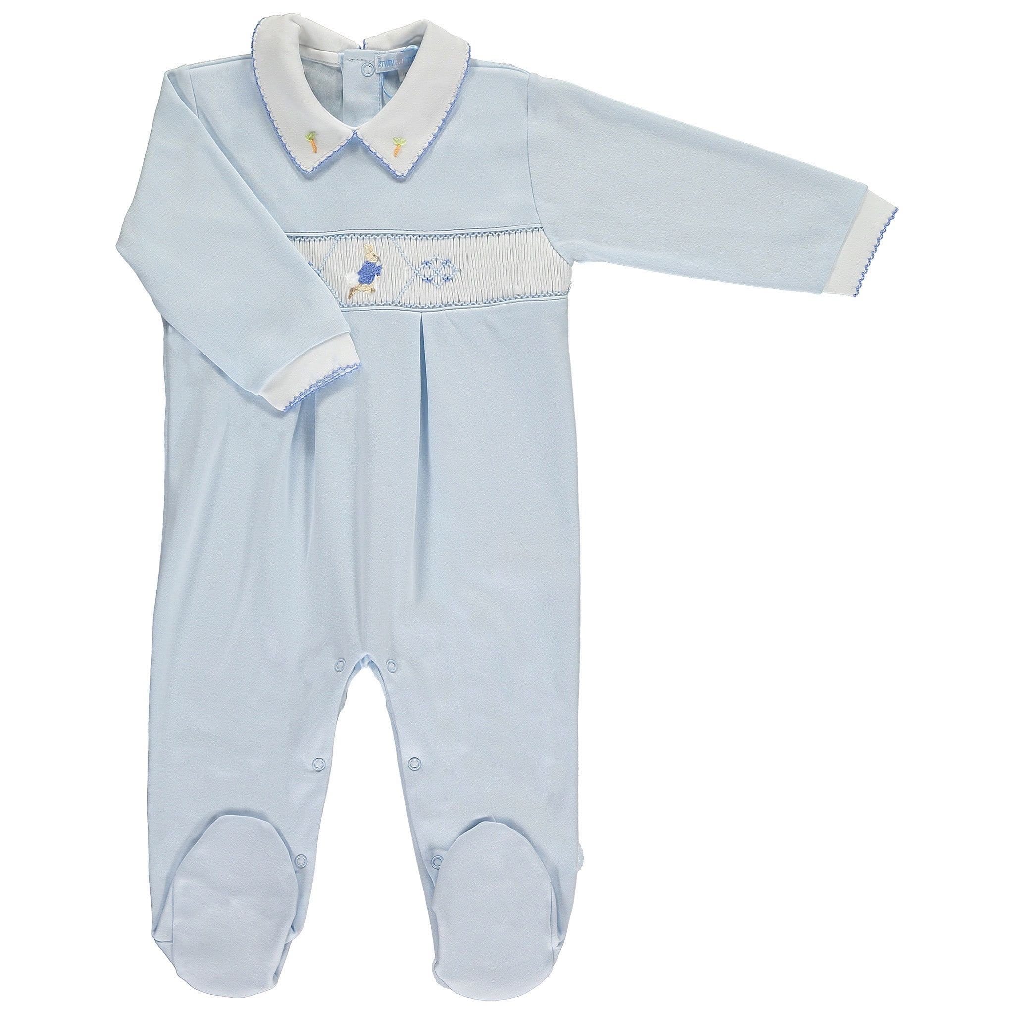 Mini-la-Mode - Peter Rabbit Single Smocked Footsie - Blue