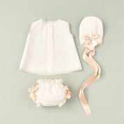 JOSE VARON - Three Piece Embroidered Dress Set - Cream
