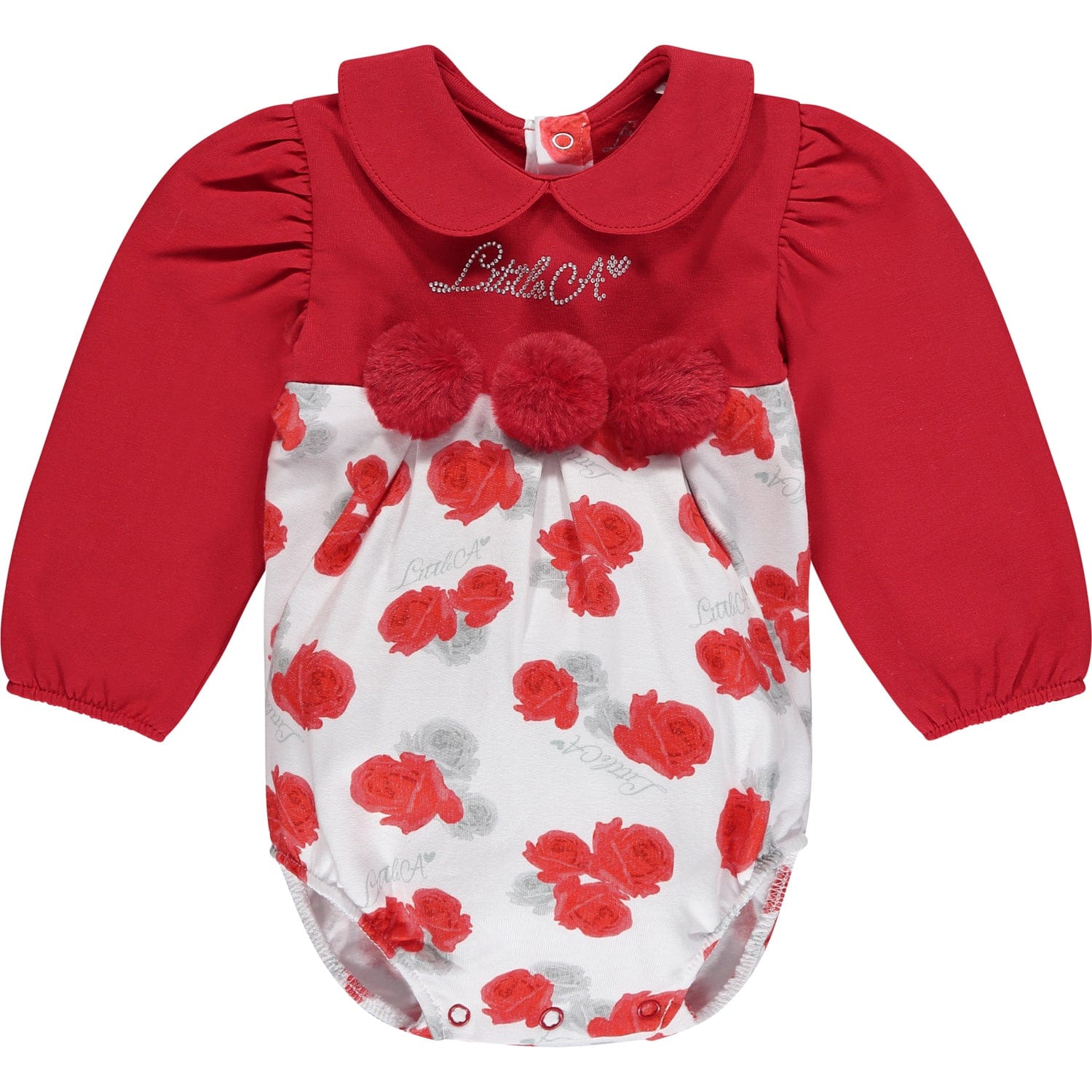 LITTLE A - Fernanda Rose Print Romper - Red