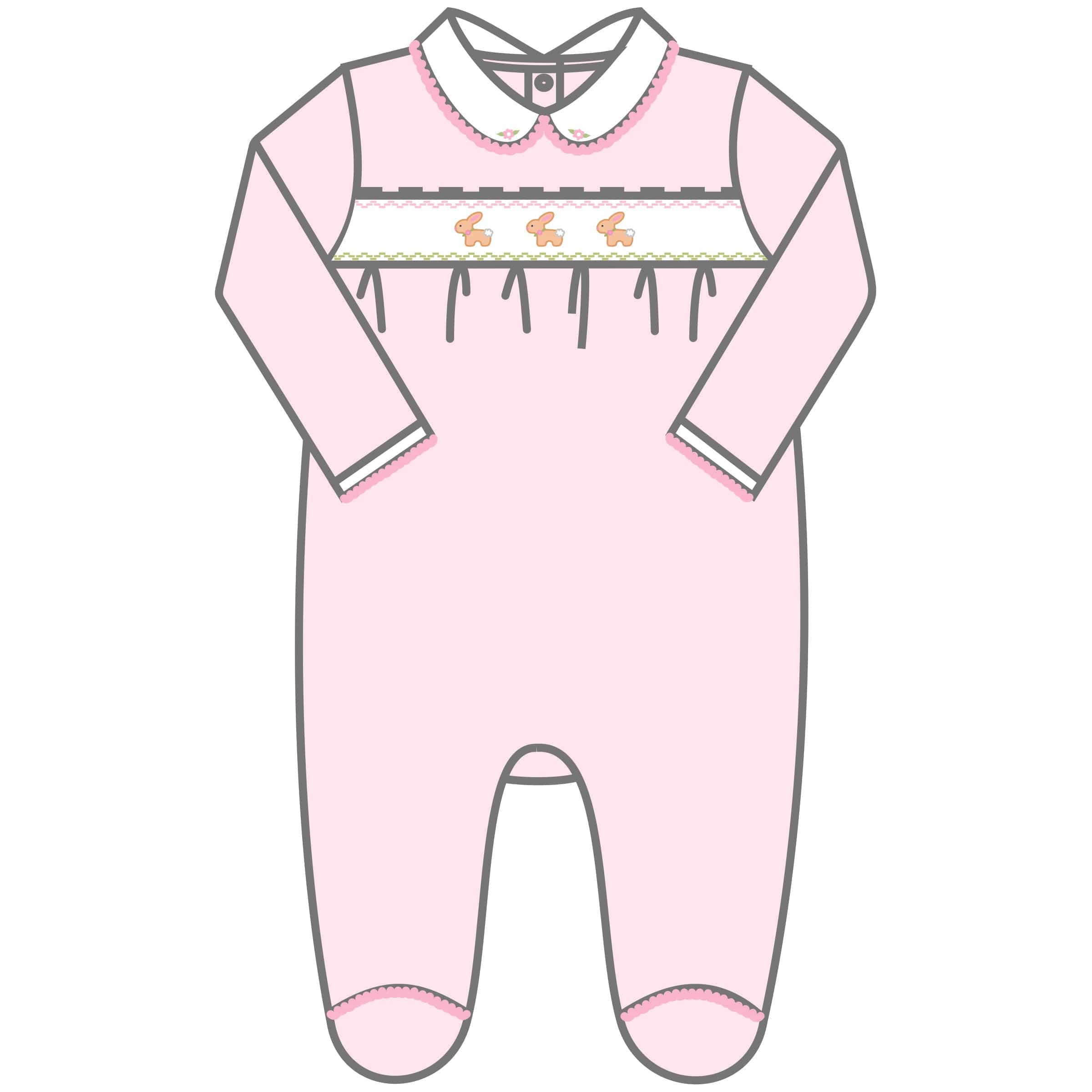 MAGNOLIA BABY - Springtime Bunny Smocked  Babygrow - Pink