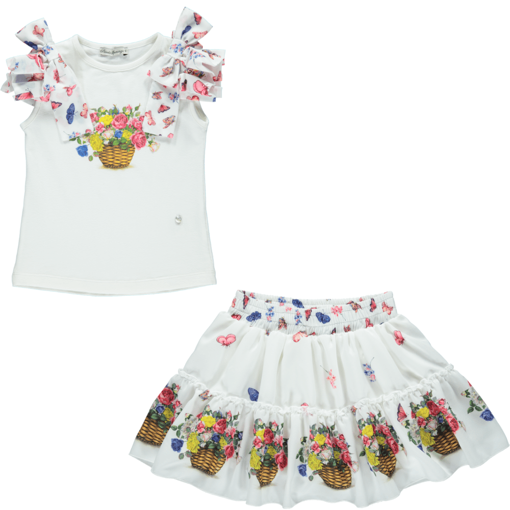 PICCOLA SPERANZA - Flower Basket Skirt Set - White