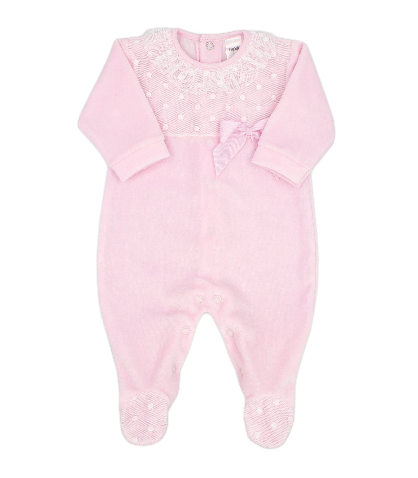 Rapife - Bib  Velour Lace Babygrow - Pink