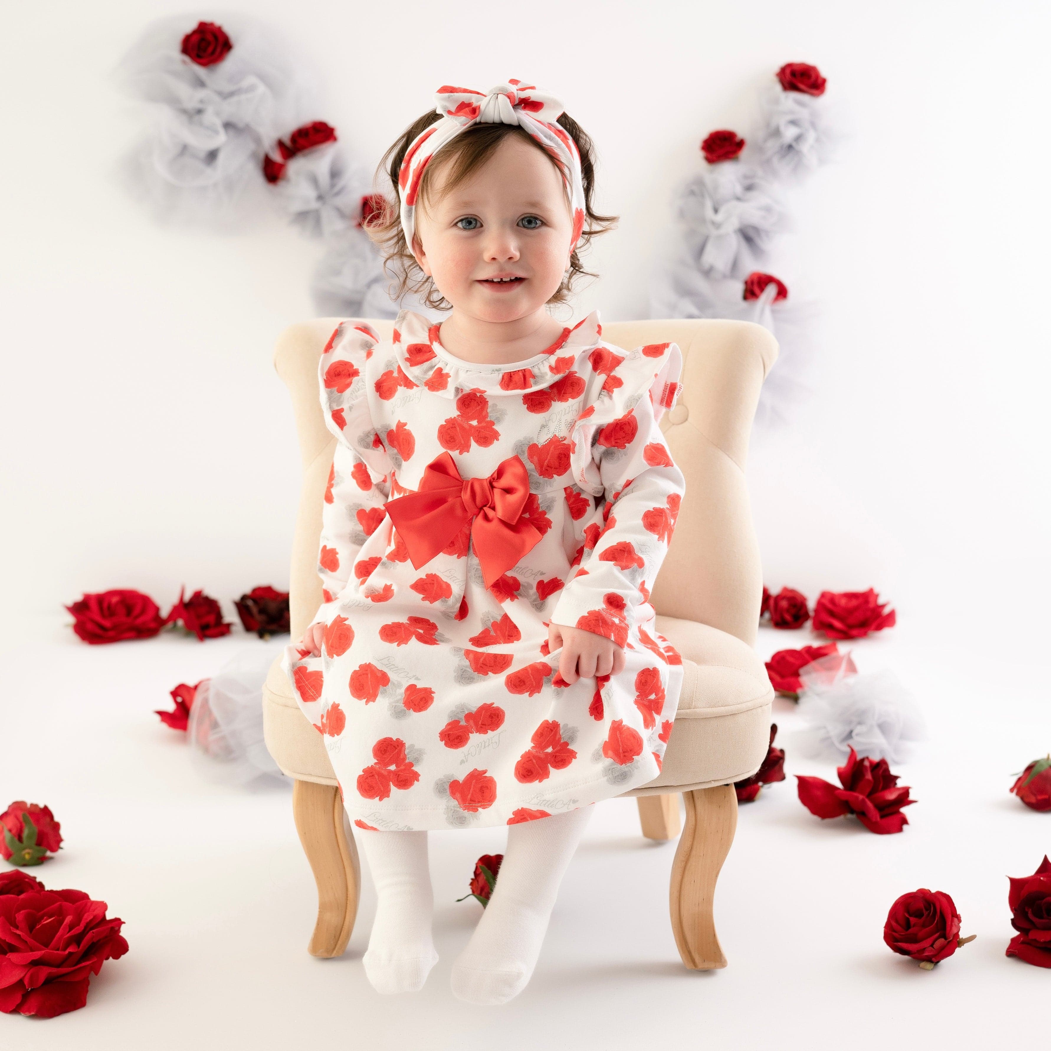LITTLE A - Franny Rose Print Dress - White