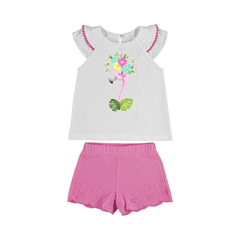 MAYORAL - Floral Flamingo Top & Short Set - Pink