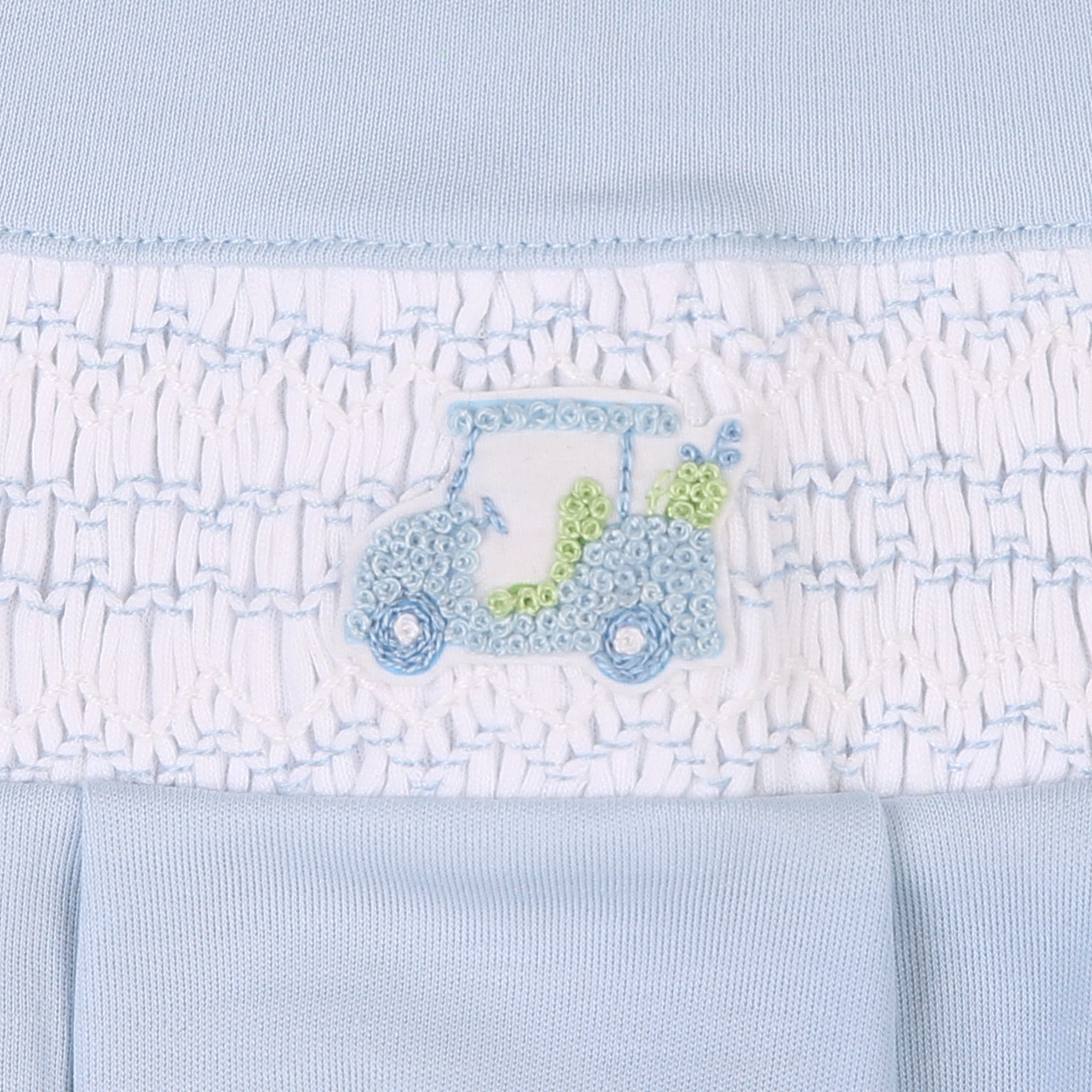 MAGNOLIA BABY - Tiny Caddy Smocked Bib - Blue